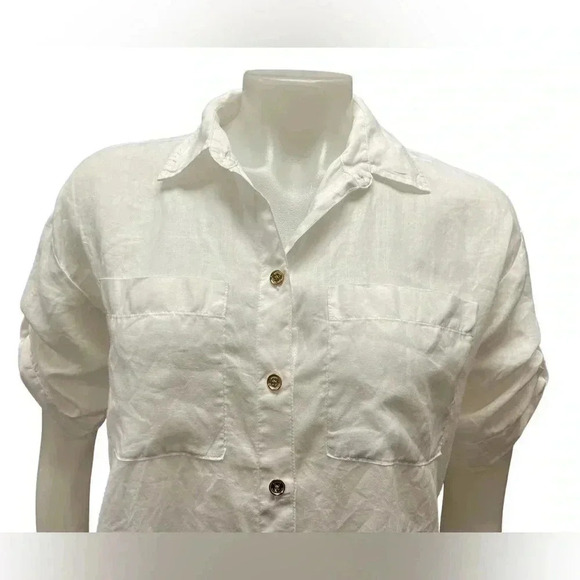 Michael Kors 100% Ramie Hi Low  Short Sleeve Dress Tunic Size XS - Picture 7 of 13